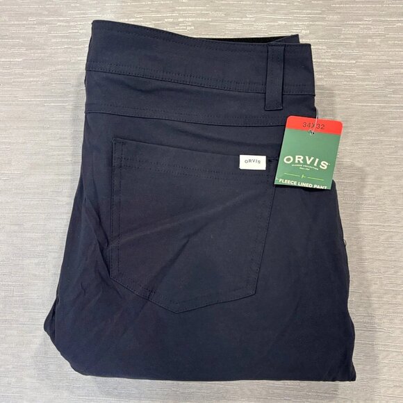 Orvis Fleece Lined Tech Pants Mens 34 x 32 Black Water Repellent Insulated - Picture 1 of 15